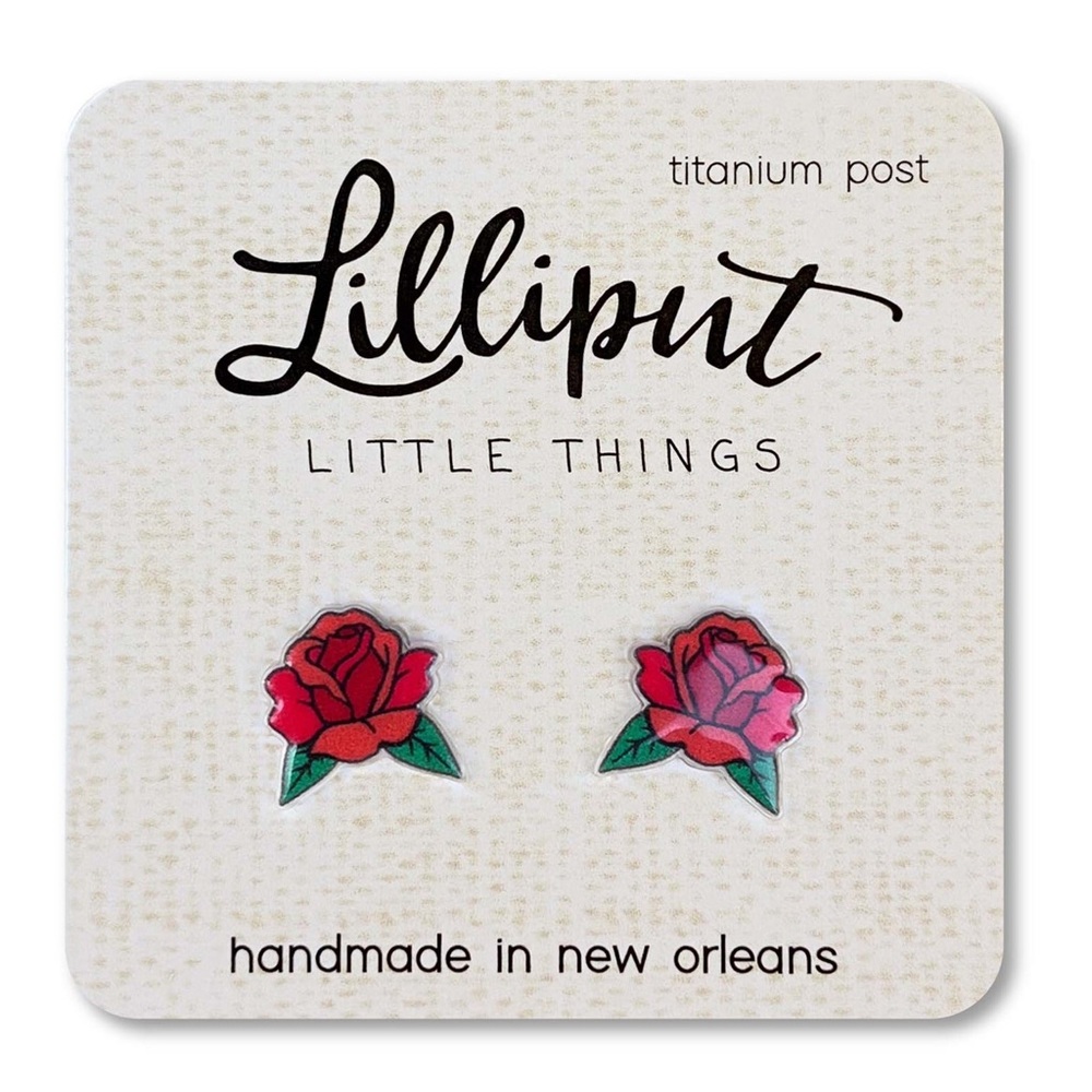 Red Rose Earrings